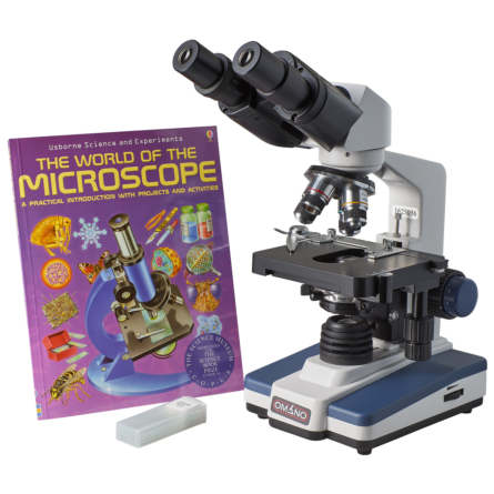 Omano OM118-B4SL LED Compound Student Microscope 40X-1000X Gift Package