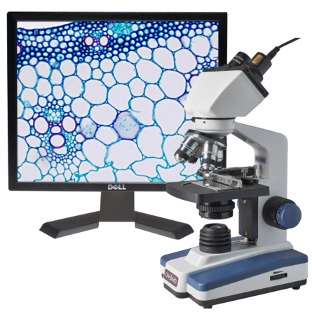 Omano OM118-B4L LED Compound Student Microscope 40X-1000X with 1.3MP Digital Camera
