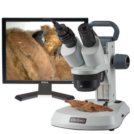 Omano Stereo Microscope with Camera - OM124L Rechargeable LED Stereo Microscope 10x, 20x, 40x Camera Package