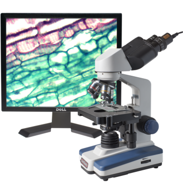 Omano OM118-B4SL LED Compound Student Microscope 40X-1000X with 1.3MP Digital Camera