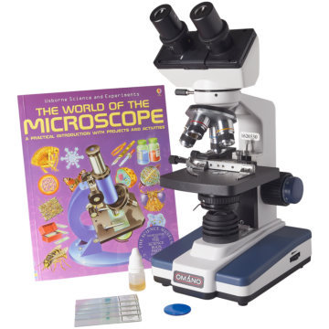 Omano OM118-B4L LED Compound Student Microscope 40X-1000X Gift Package