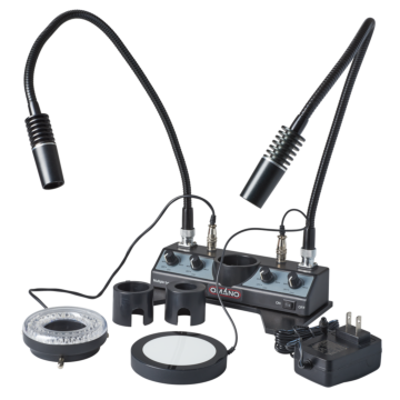 Omano OMLED-DPRL LED Illuminator with Dual Pipes, Ring and Stage Lights